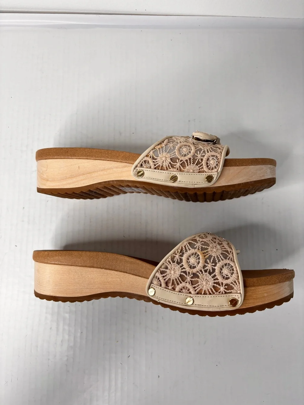 Dr. Scholl's Original Too Mesh Crochet Platform Slide Sandals Sz 8 Anthropology